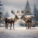 Christmas Reindeer Winter Snow Backdrop RR7-746