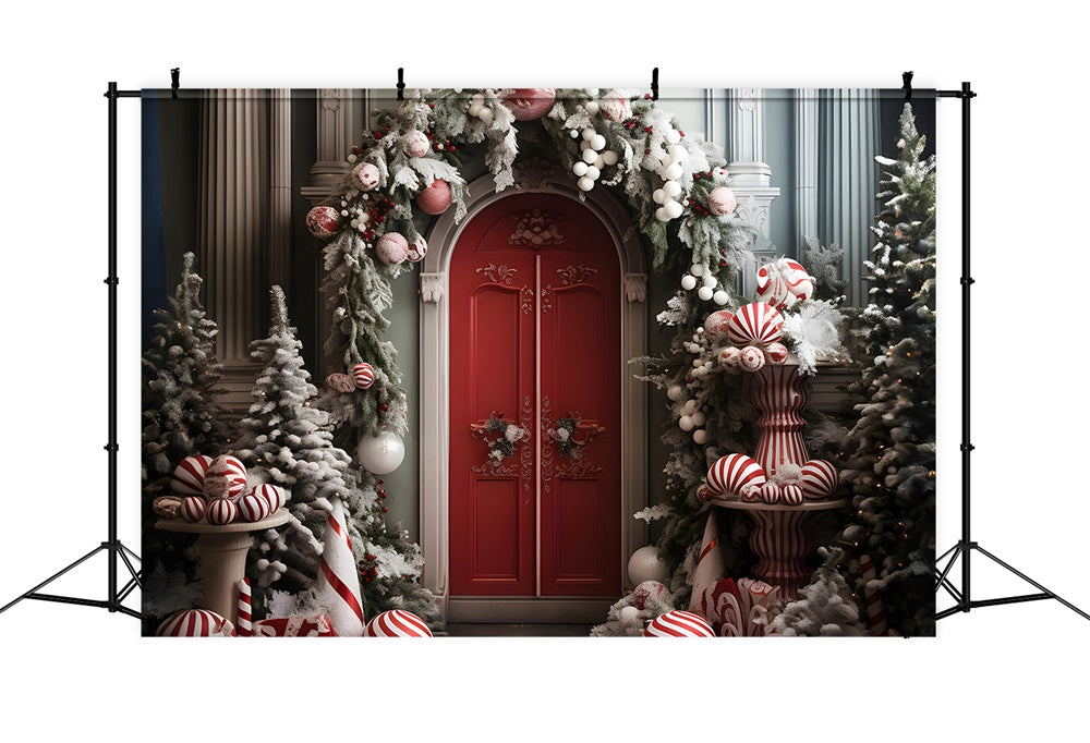 Christmas Tree Balls Wreath Door Backdrop RR7-749