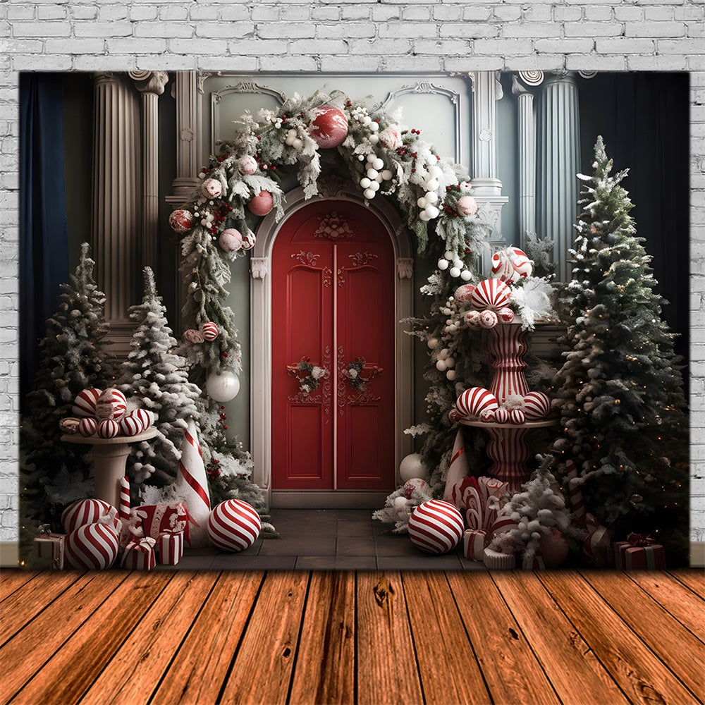 Christmas Tree Balls Wreath Door Backdrop RR7-749