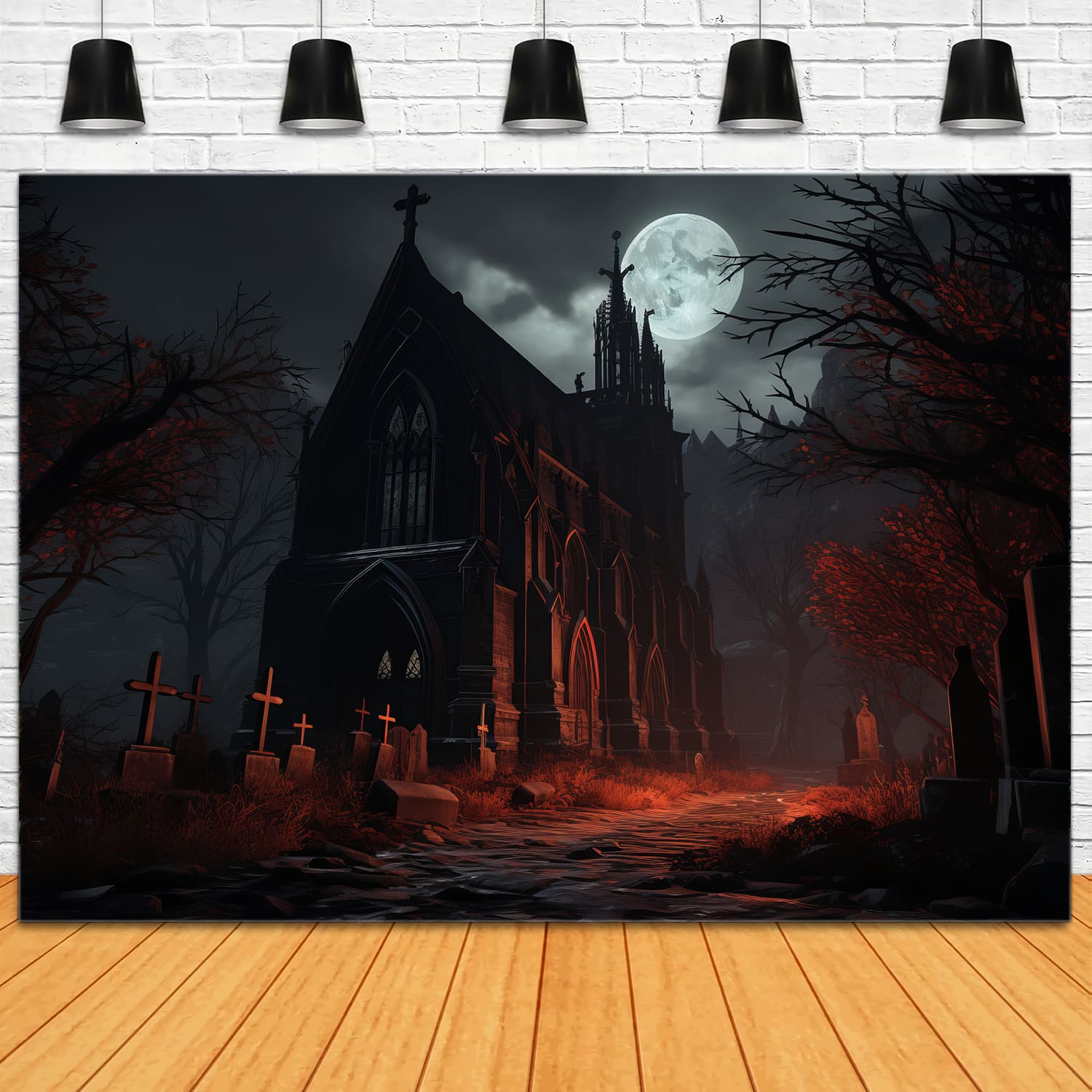 Gothic Castle Full Moon Halloween Backdrop RR7-75