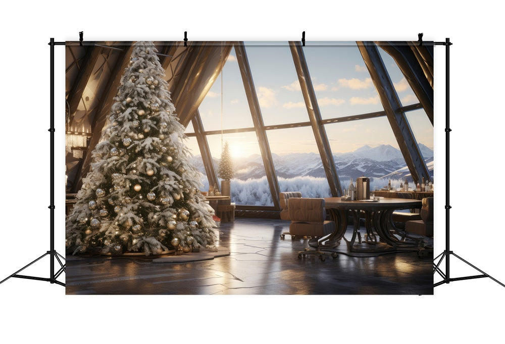 Christmas Tree Window Mountain View Backdrop RR7-754