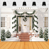 Christmas White House Wreath Door Backdrop RR7-756