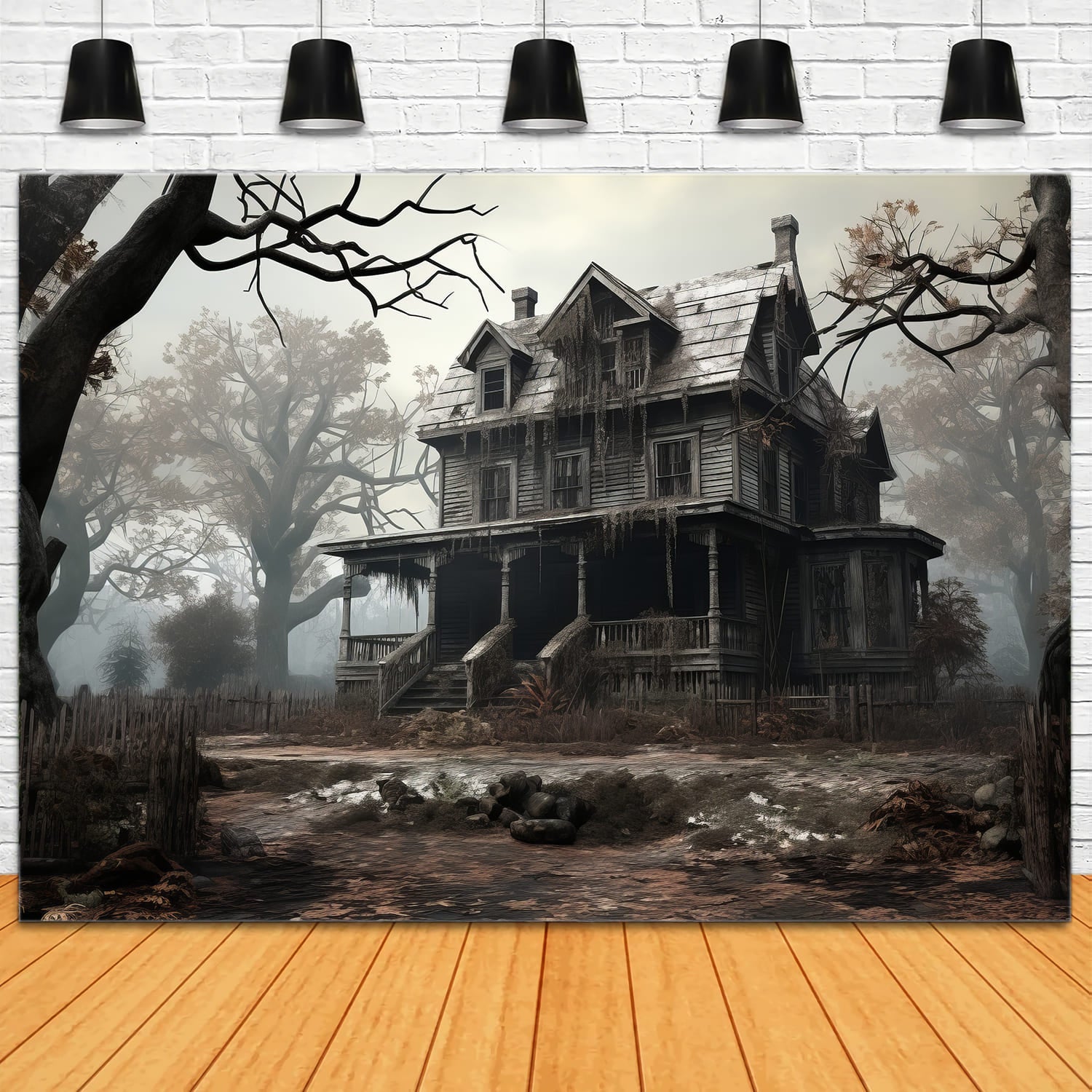 Abandoned Haunted House Halloween Backdrop RR7-76