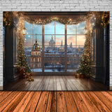 Christmas Tree Lights Window View Backdrop RR7-760