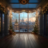 Christmas Tree Lights Window View Backdrop RR7-760