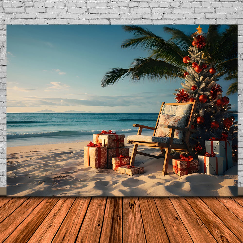 Sand Beach Sunset Christmas Tree Backdrop RR7-769