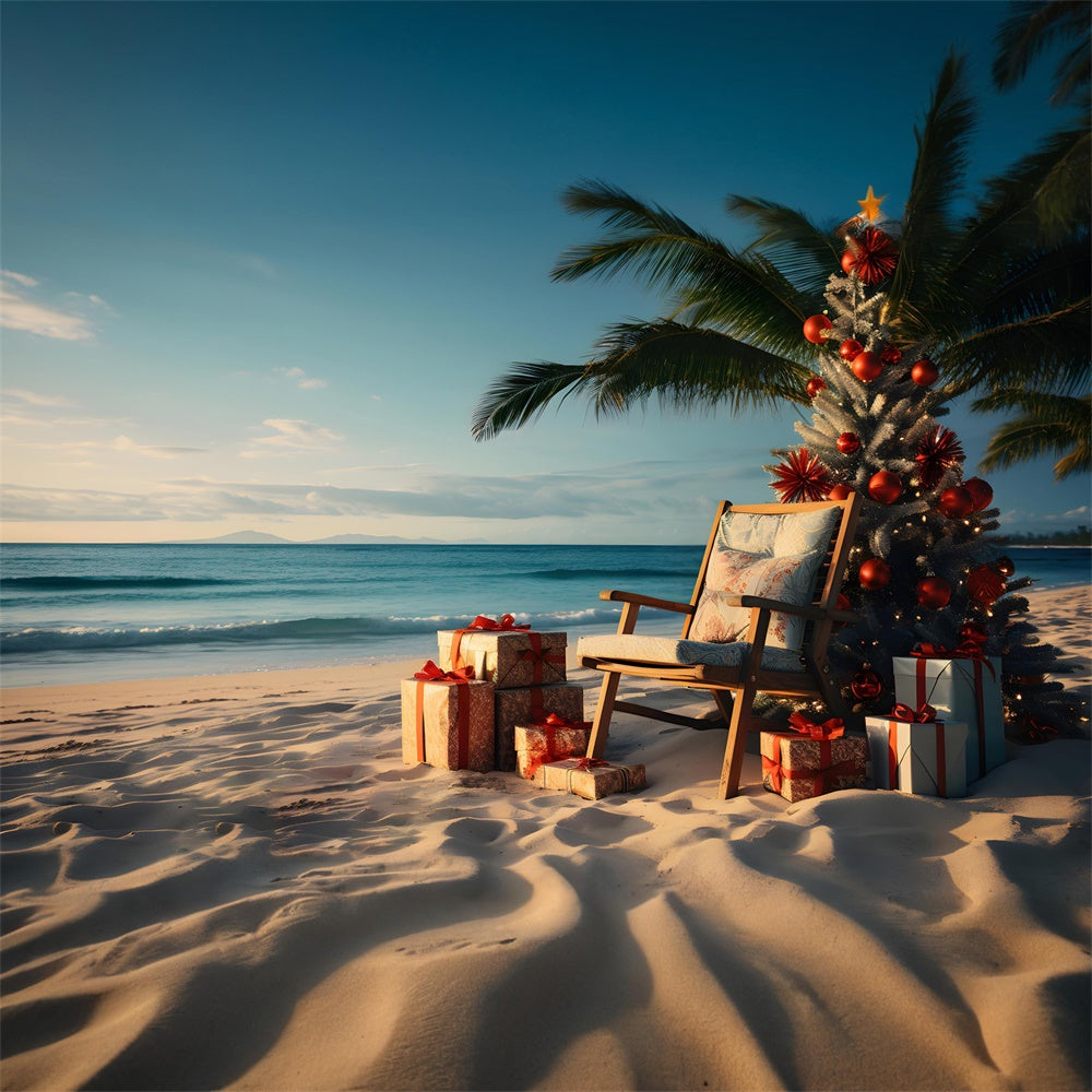 Sand Beach Sunset Christmas Tree Backdrop RR7-769