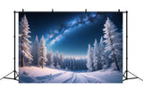 Winter Christmas Night Snow Forest Backdrop RR7-771