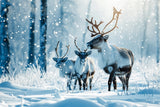 Christmas Reindeer Winter Snowy Forest Backdrop RR7-773