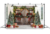 Christmas Tree Wreath Wood Door Backdrop RR7-777