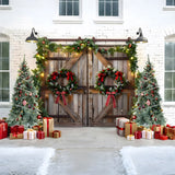 Christmas Tree Wreath Wood Door Backdrop RR7-777