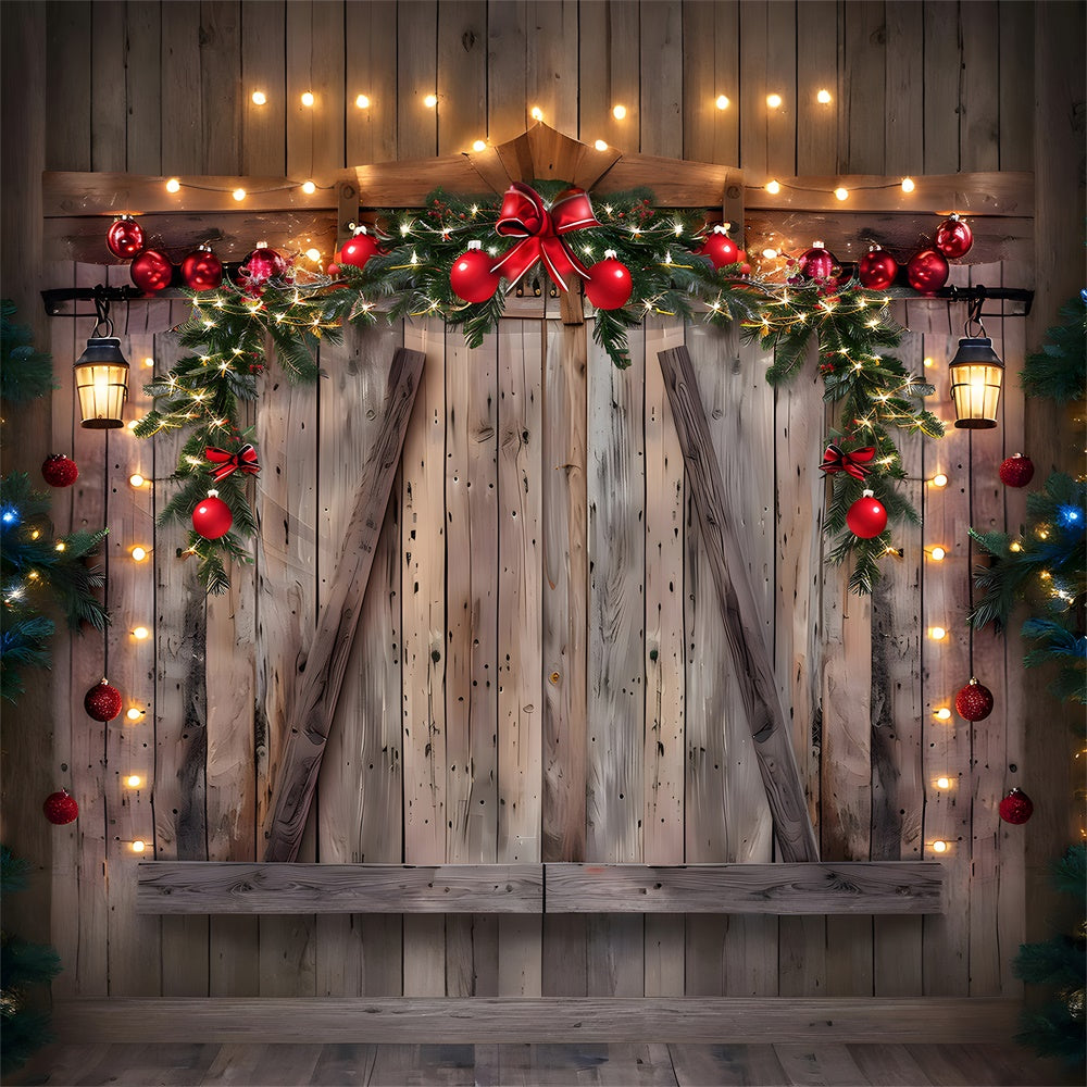 Christmas Balls Wreath Wood Wall Backdrop RR7-778