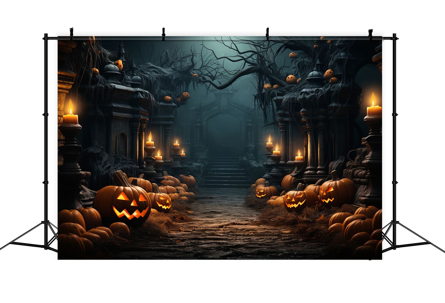 Halloween Night Pumpkins Photography Backdrop RR7-78