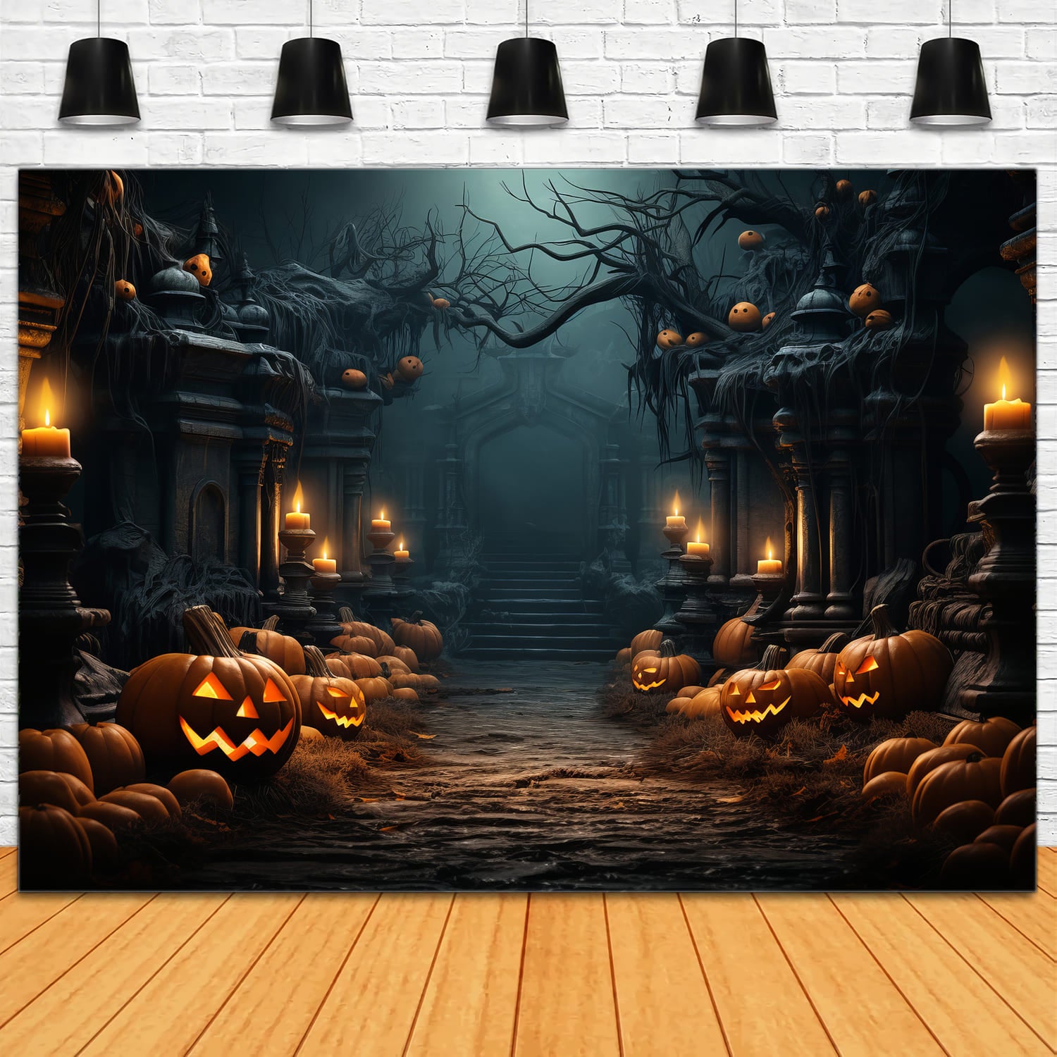 Halloween Night Pumpkins Photography Backdrop RR7-78