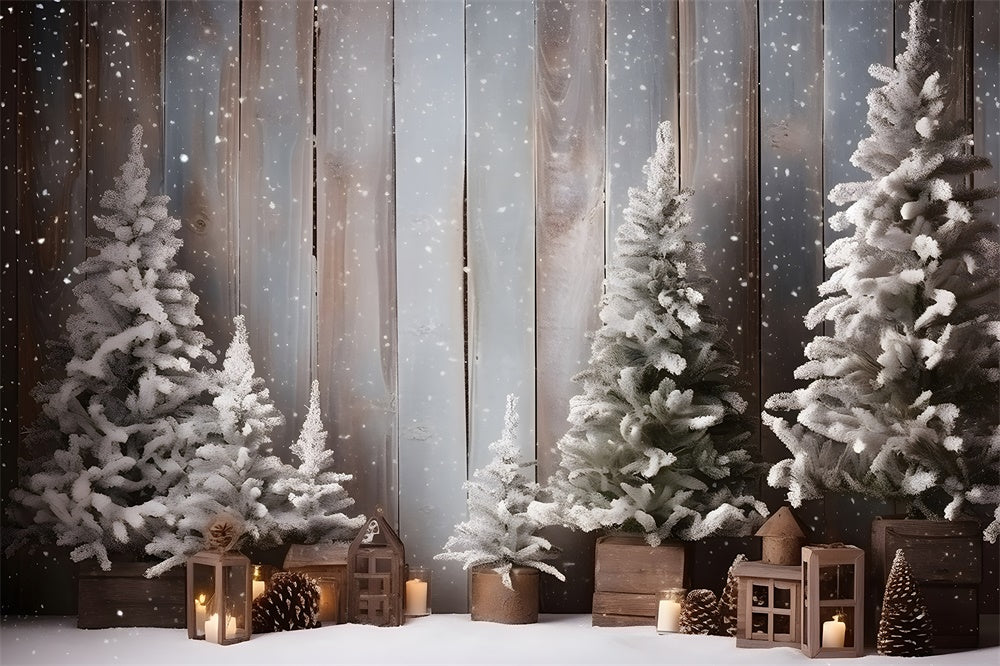 Christmas Tree Snowflake Wood Backdrop RR7-781