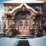 Snowy Christmas House Photography Backdrop RR7-788