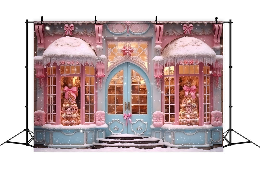 Christmas Pink Candy Shop Snow Backdrop RR7-790