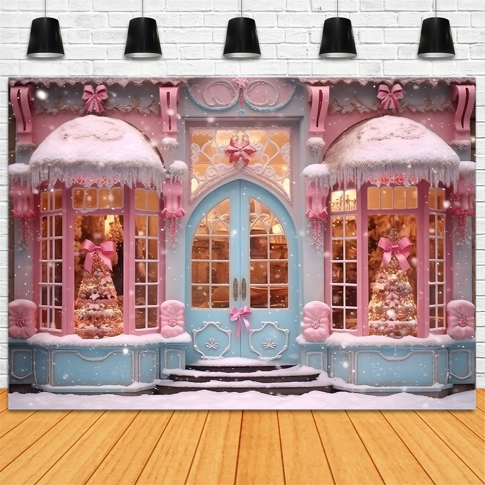 Christmas Pink Candy Shop Snow Backdrop RR7-790