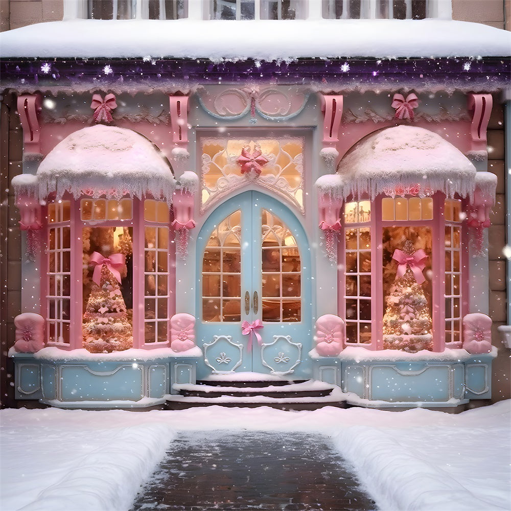 Christmas Pink Candy Shop Snow Backdrop RR7-790