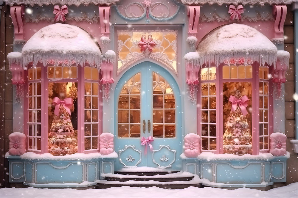 Christmas Pink Candy Shop Snow Backdrop RR7-790