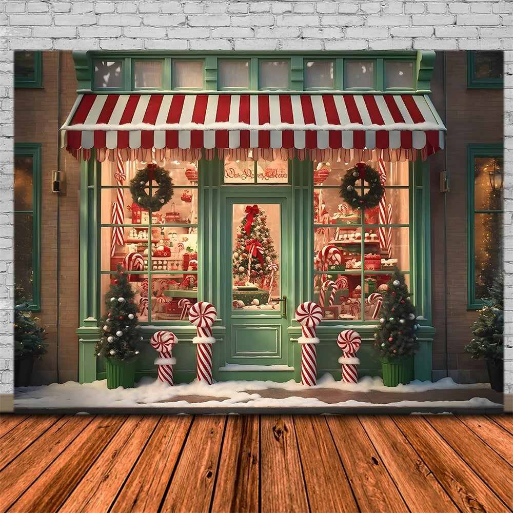 Christmas Green Candy Shop Door Backdrop RR7-791