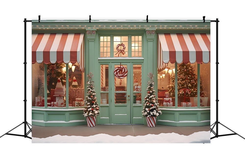 Christmas Candy Store Front Door Backdrop RR7-792