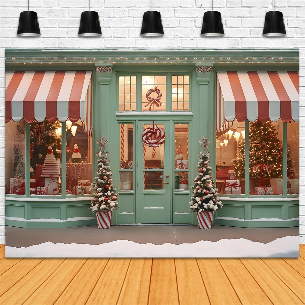 Christmas Candy Store Front Door Backdrop RR7-792