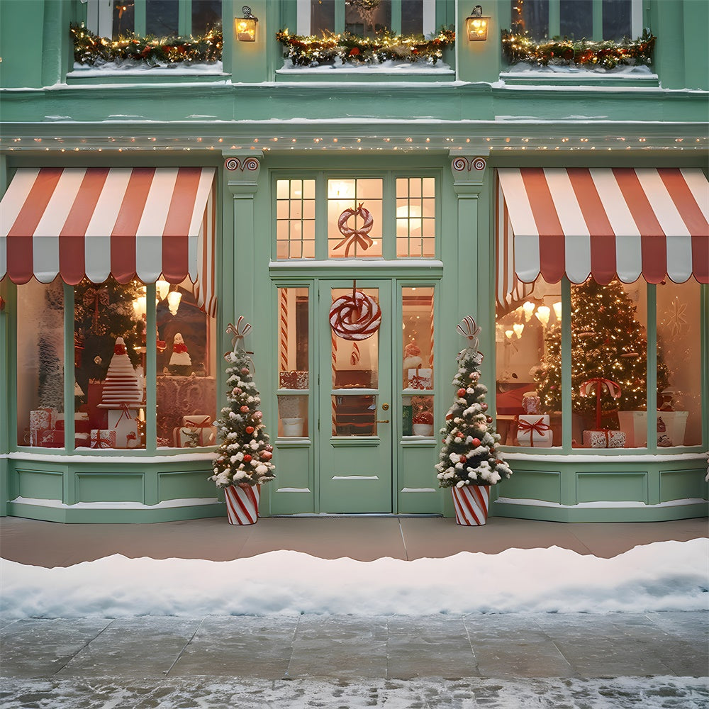 Christmas Candy Store Front Door Backdrop RR7-792