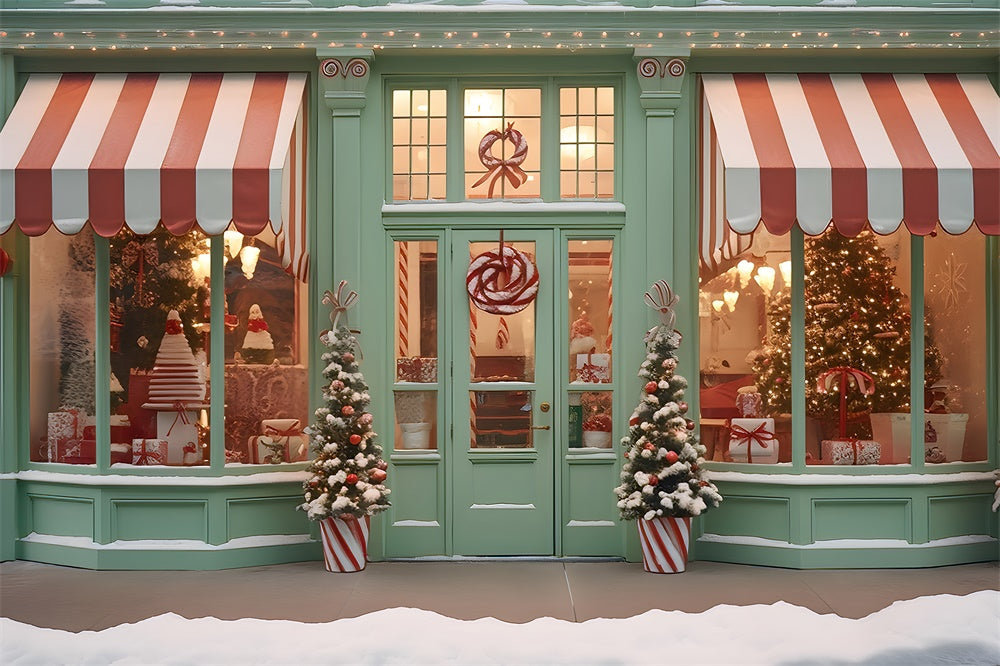 Christmas Candy Store Front Door Backdrop RR7-792