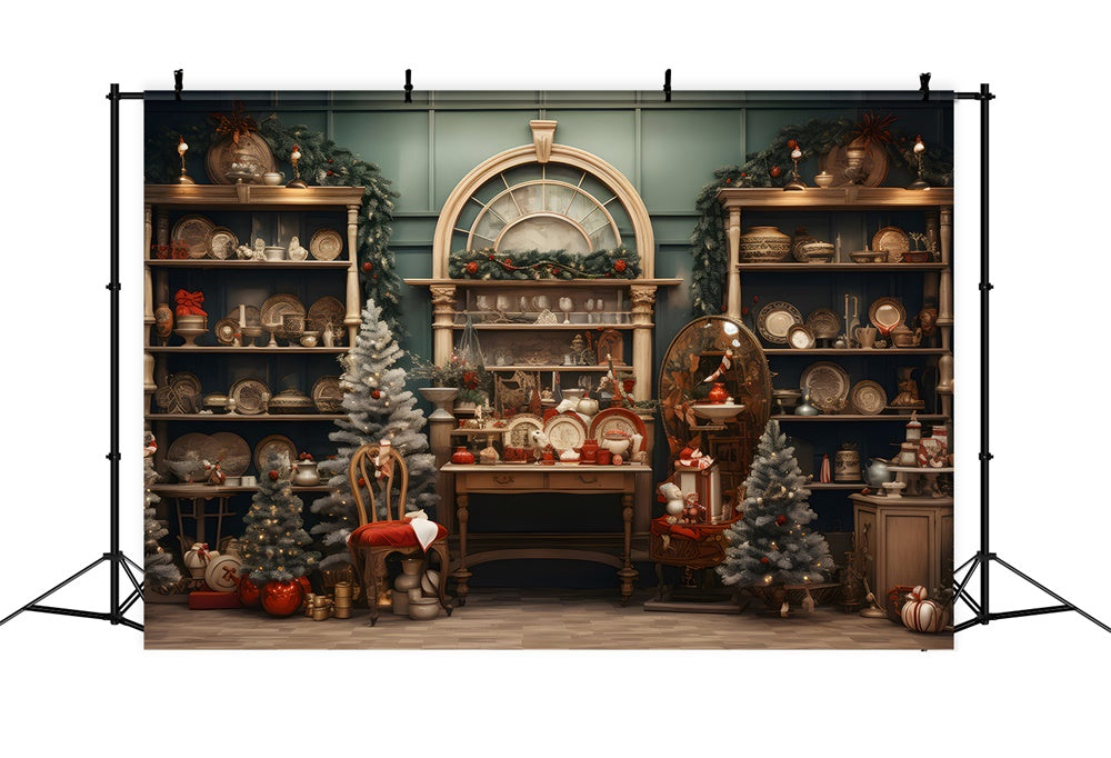 Christmas Shop Wooden Shelf Backdrop RR7-793