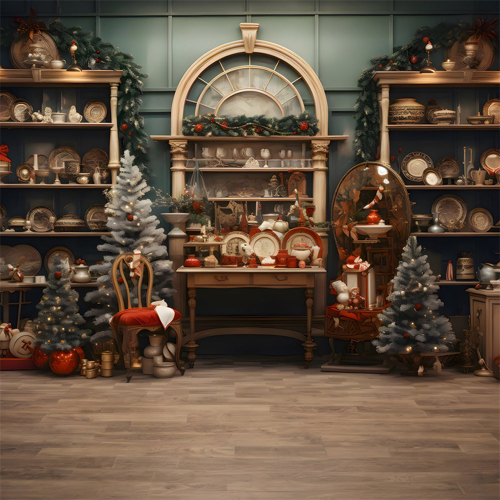 Christmas Shop Wooden Shelf Backdrop RR7-793