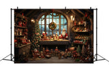 Santa Claus Workshop Christmas Backdrop RR7-794