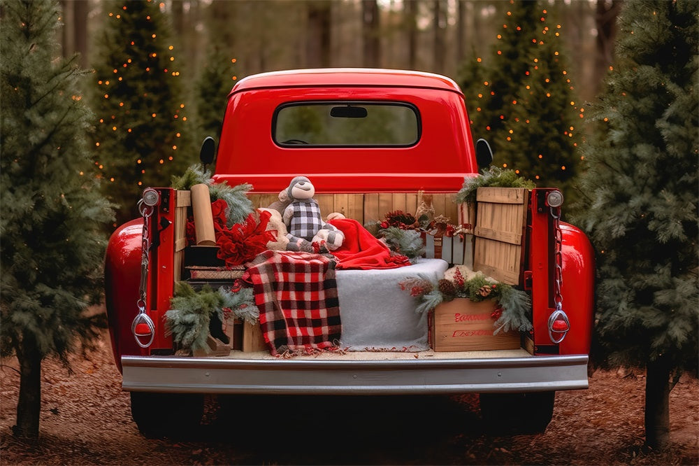 Christmas Tree Farm Red Truck Backdrop RR7-795