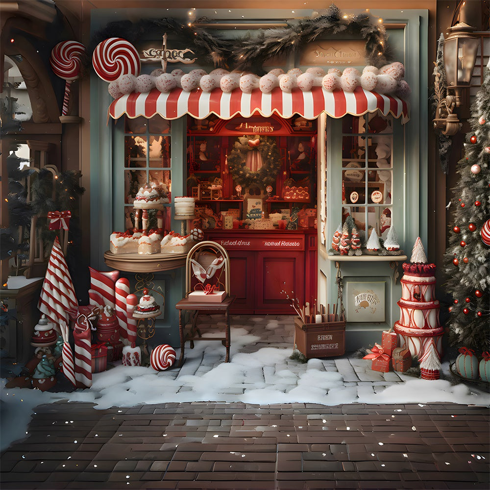 Christmas Tree Candy Shop Snow Backdrop RR7-798