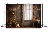 Christmas Tree Lights Candles Window Backdrop RR7-799