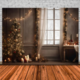 Christmas Tree Lights Candles Window Backdrop RR7-799