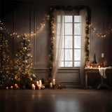 Christmas Tree Lights Candles Window Backdrop RR7-799