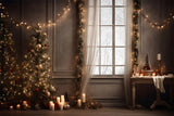 Christmas Tree Lights Candles Window Backdrop RR7-799