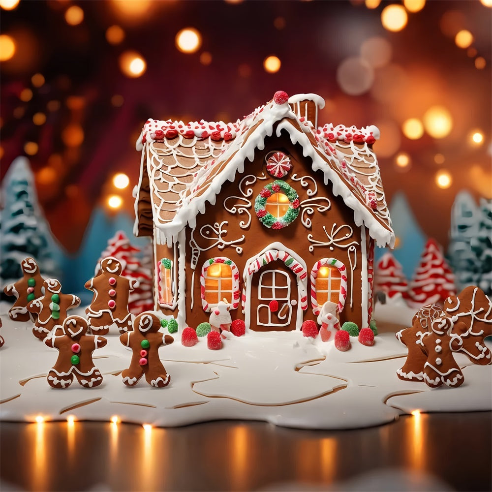 Gingerbread Candy House Christmas Backdrop RR7-805