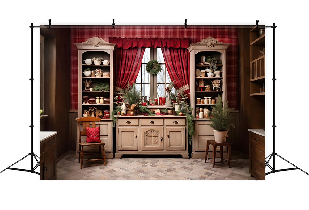 Christmas Kitchen Window Shelf Backdrop RR7-809