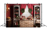 Christmas Kitchen Wreath Photography Backdrop RR7-810