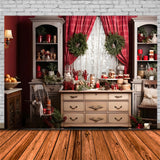 Christmas Kitchen Wreath Photography Backdrop RR7-810