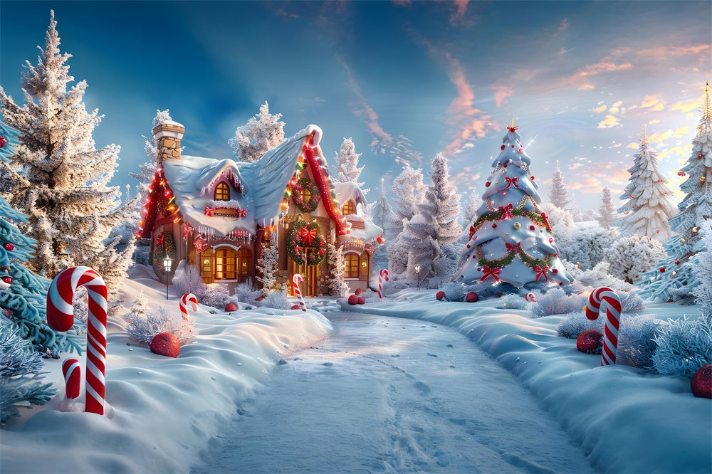 Christmas Wonderland Candy House Backdrop RR7-816