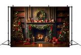 Christmas Tree Living Room Fireplace Backdrop RR7-820