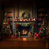 Christmas Tree Living Room Fireplace Backdrop RR7-820