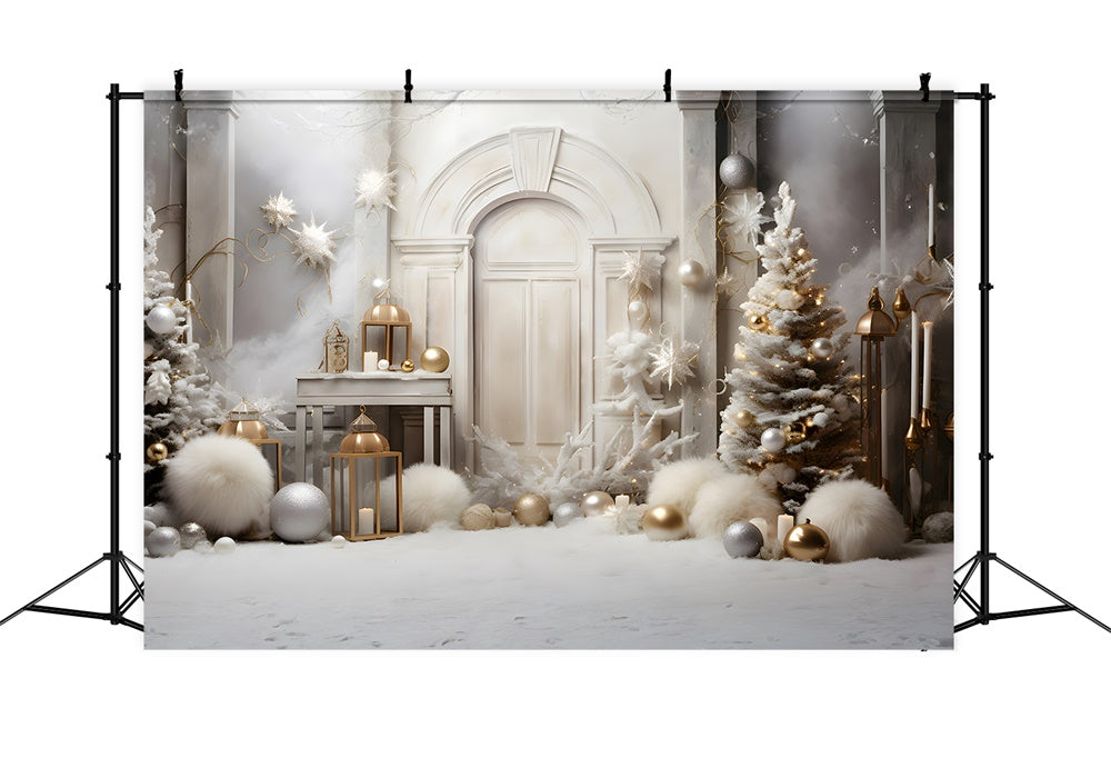 White Christmas Tree Balls Door Backdrop RR7-821