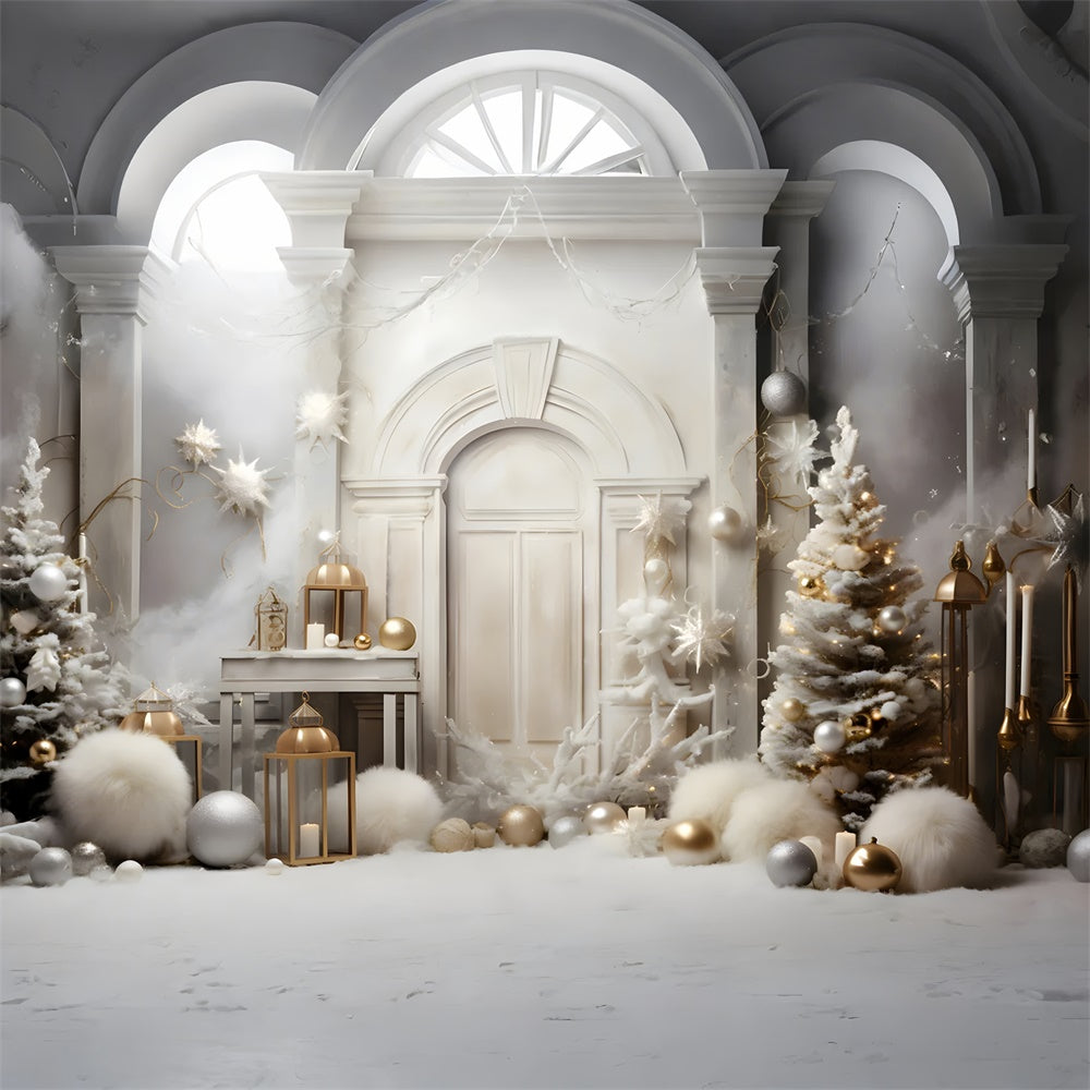 White Christmas Tree Balls Door Backdrop RR7-821