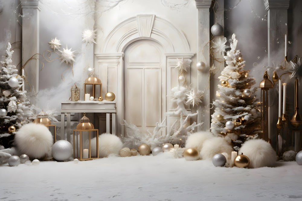 White Christmas Tree Balls Door Backdrop RR7-821