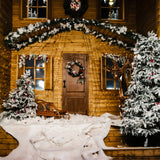 Snow Christmas Tree Wooden House Backdrop RR7-826