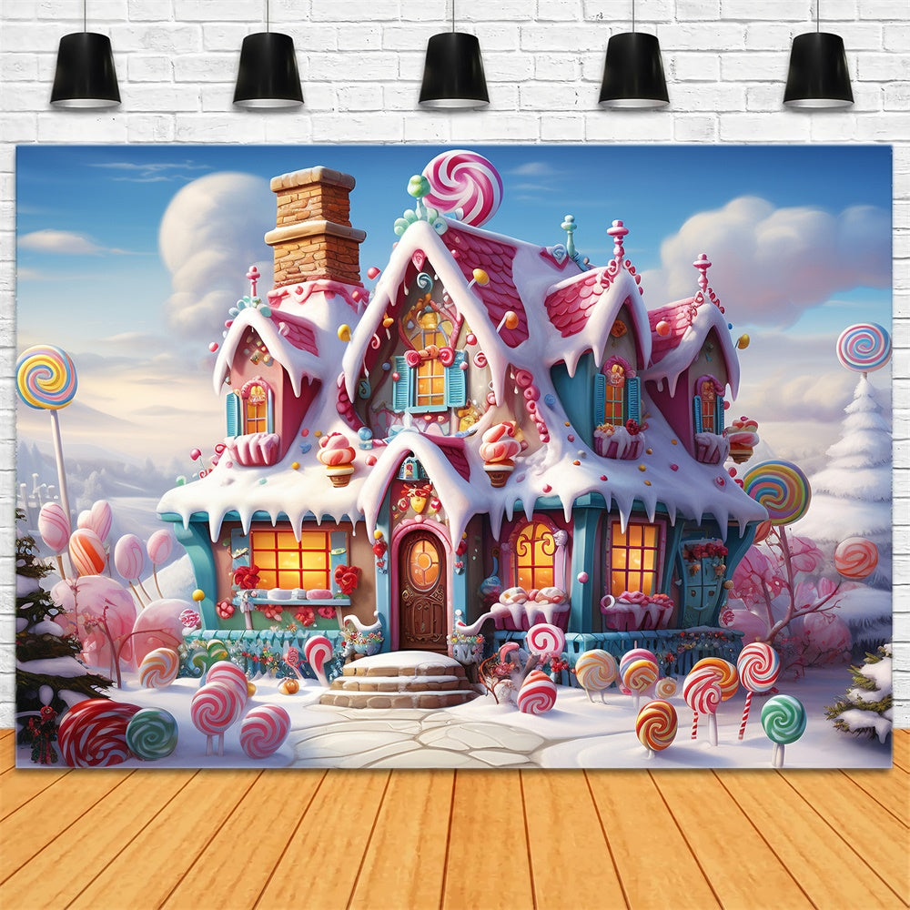 Christmas Candy House Wonderland Backdrop RR7-832